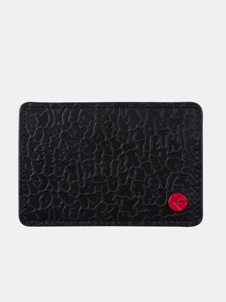 Leather Ethika Black Card Holder With Red Accent Leather Ethika Black Card Holder With Red Accent